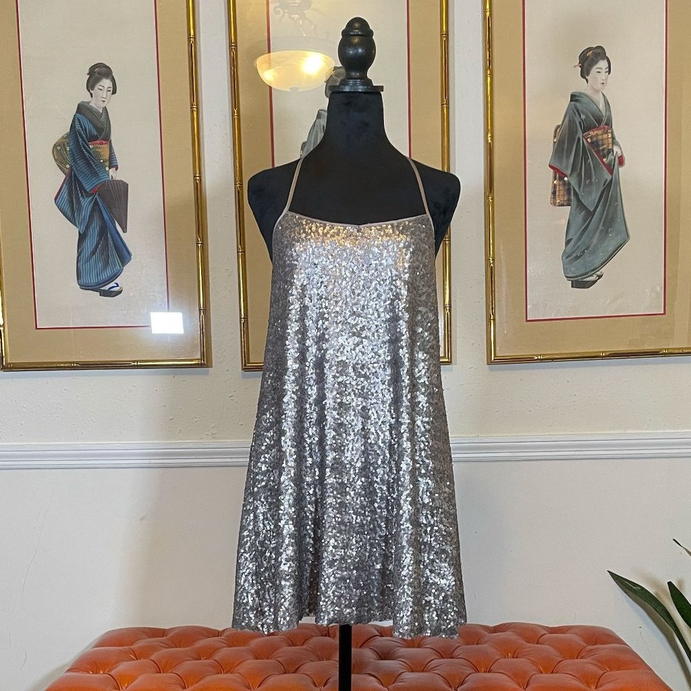 solemio gun metal sequins dress